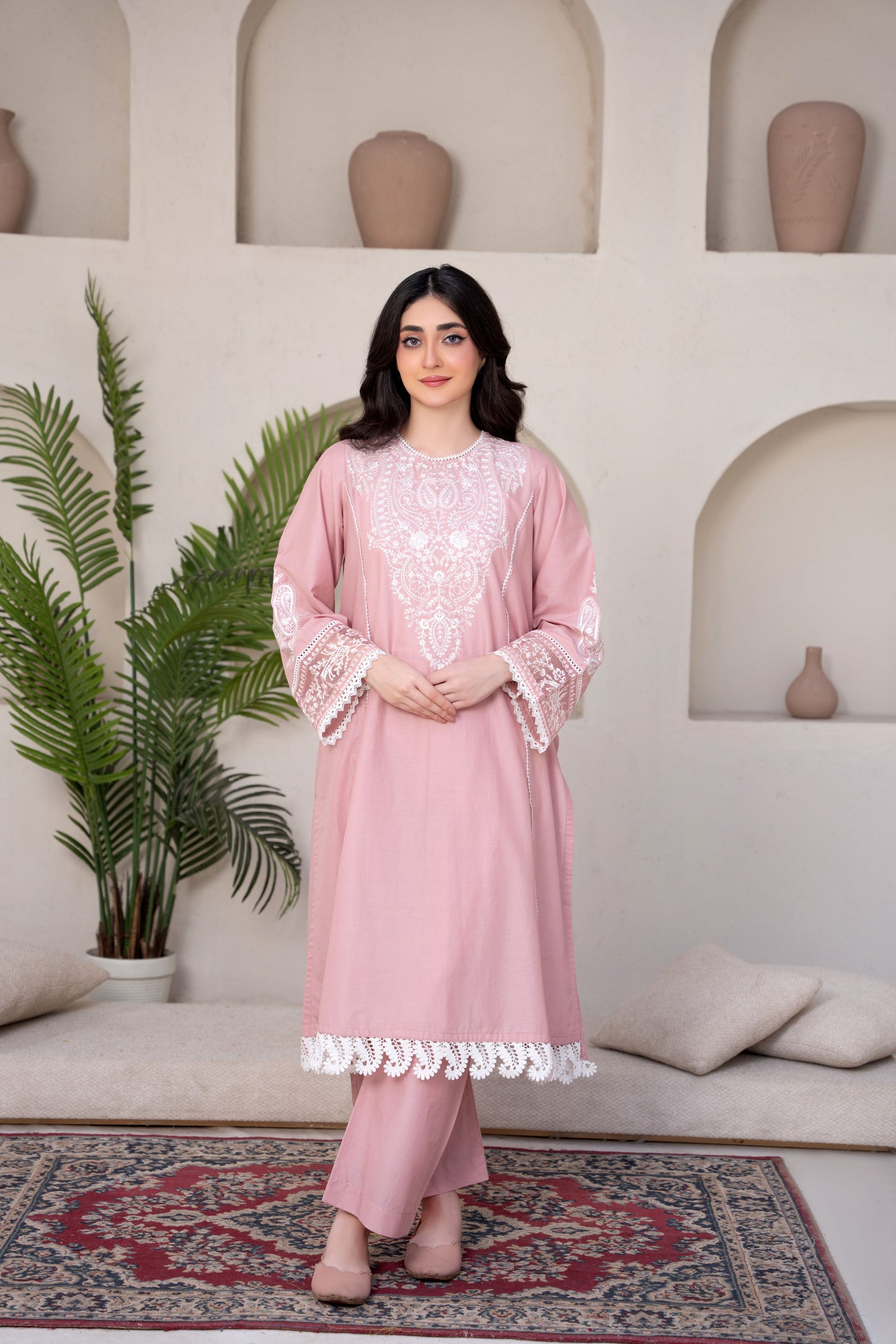 Blush Pink Embroidered 3-Piece Suit | ZM-72