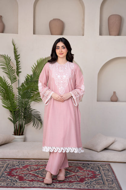 Blush Pink Embroidered 3-Piece Suit | ZM-72