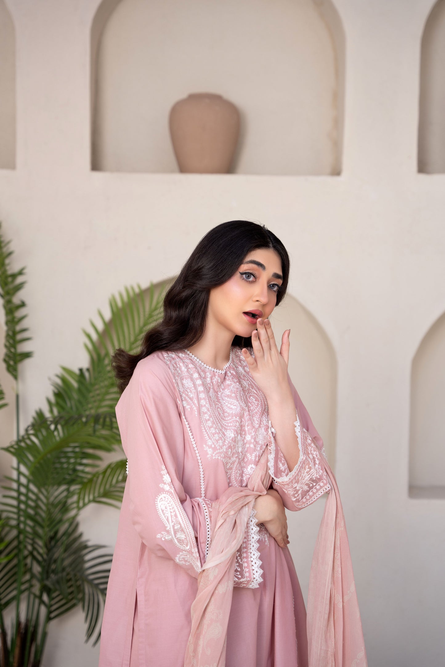 Blush Pink Embroidered 3-Piece Suit | ZM-72