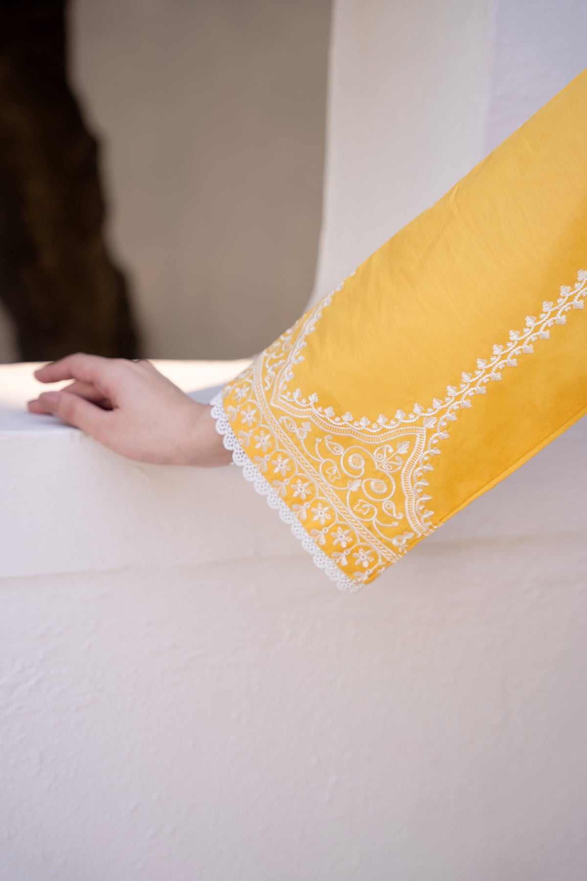 Sunshine Yellow Luxury Lawn Embroidered 3-Piece Suit | ZM-67
