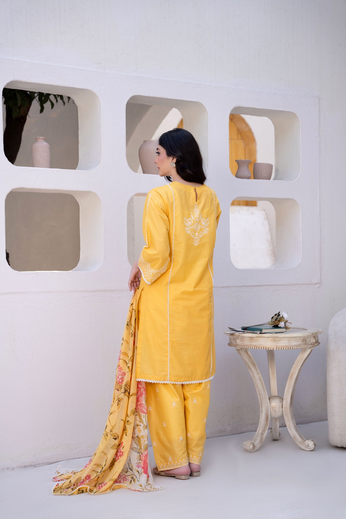 Sunshine Yellow Luxury Lawn Embroidered 3-Piece Suit | ZM-67