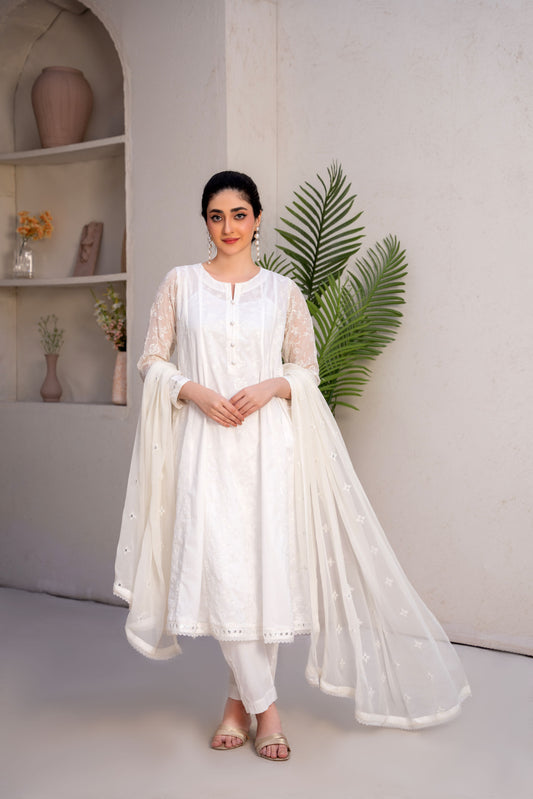 Moonlight Off-White Embroidered 3-Piece Suit | ZM-73