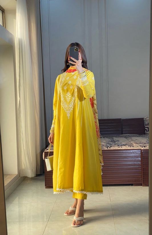 3-Piece Luxury Embroidered Frock | ZM-27