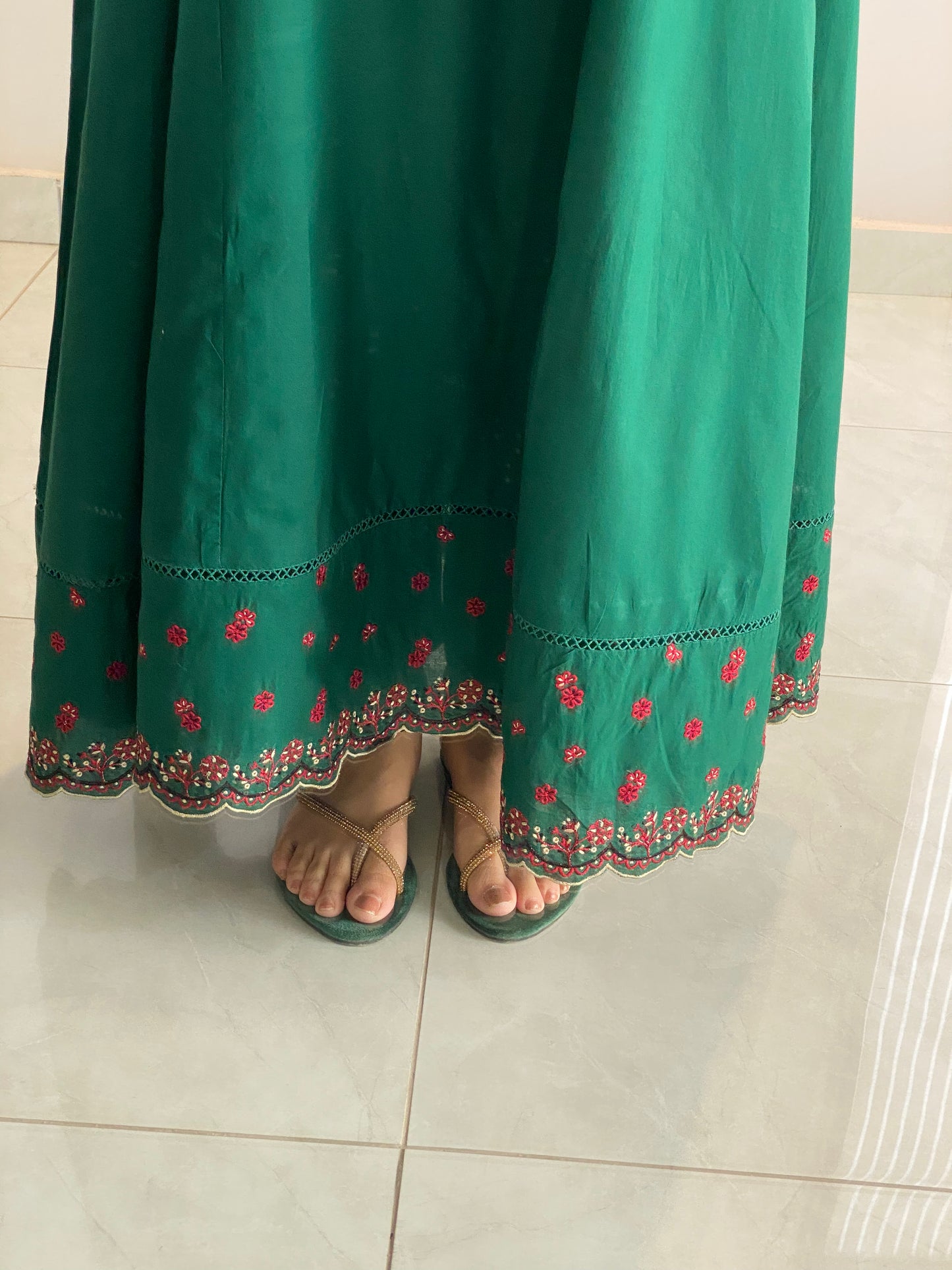 Fresh Green Embroidered 3-Piece Frock Suit | ZM-106