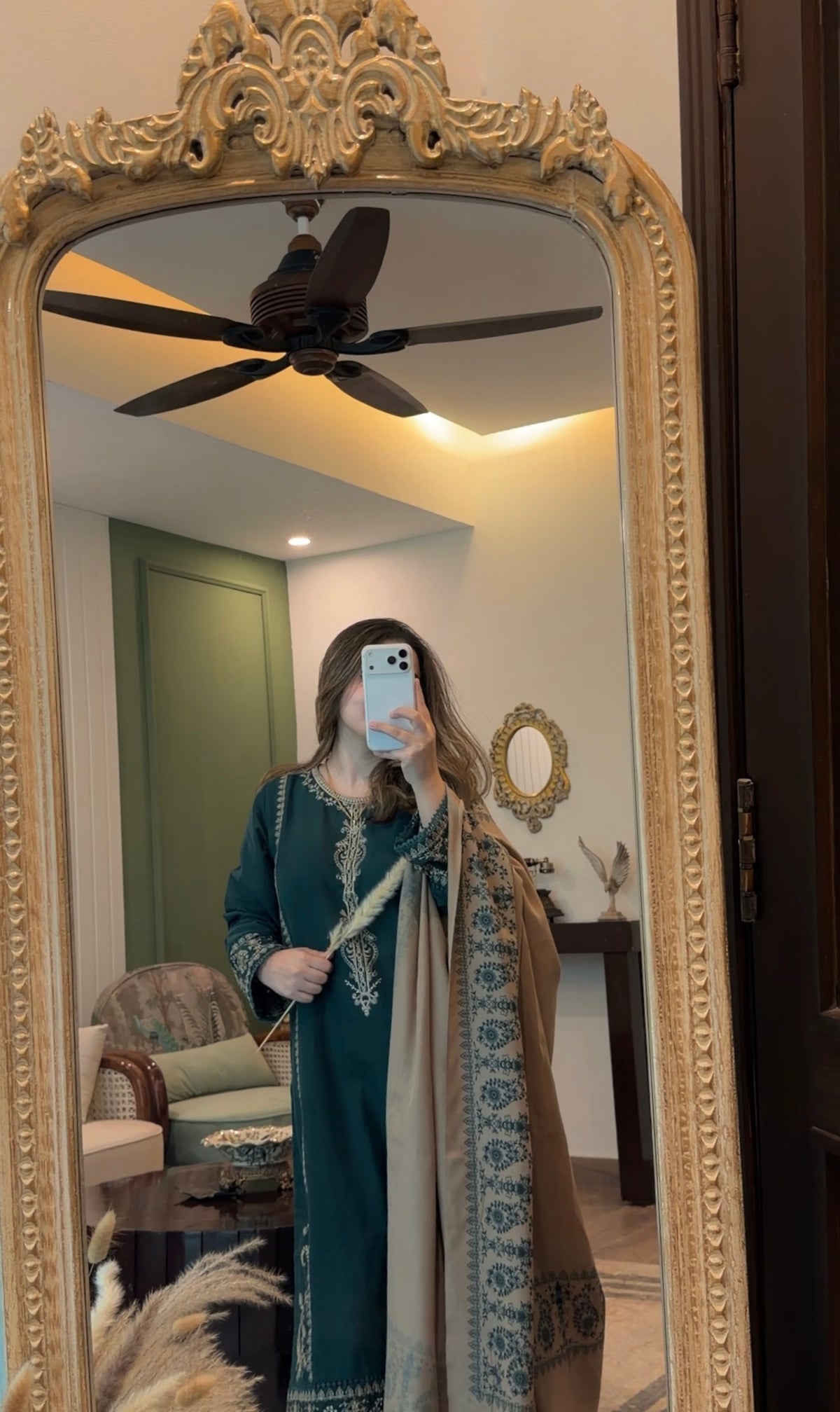 B Green Embroidered 3-Piece Khaddar Suit | ZM-109