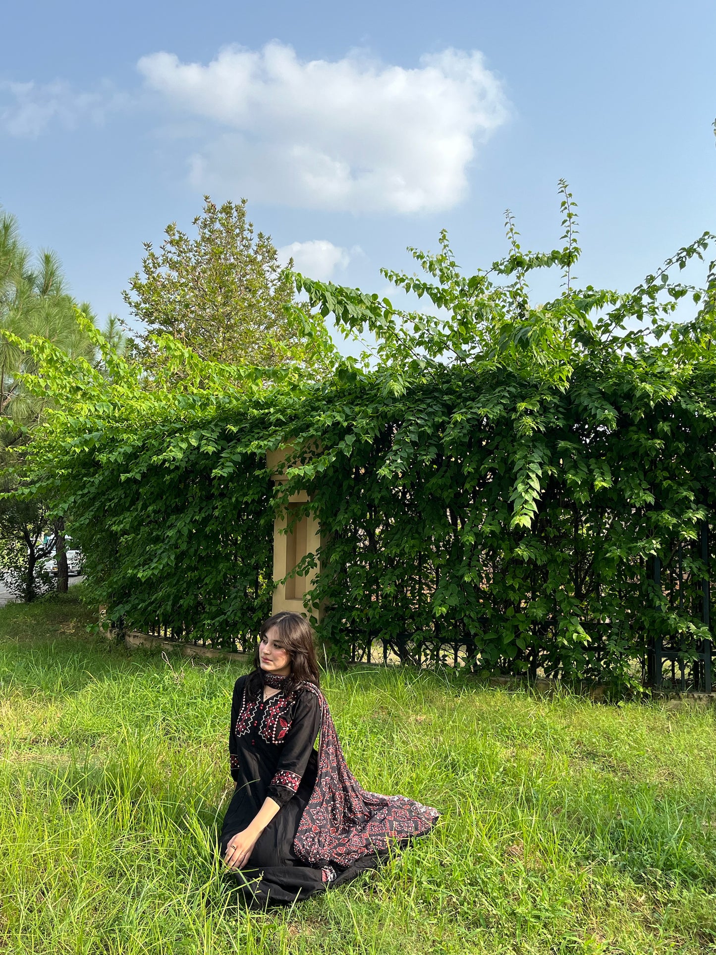 Ebony Black Cambric Embroidered Frock | ZM-100