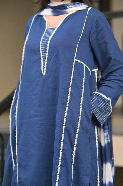 Navy Blue 3-Piece Lawn Suit | ZM-95