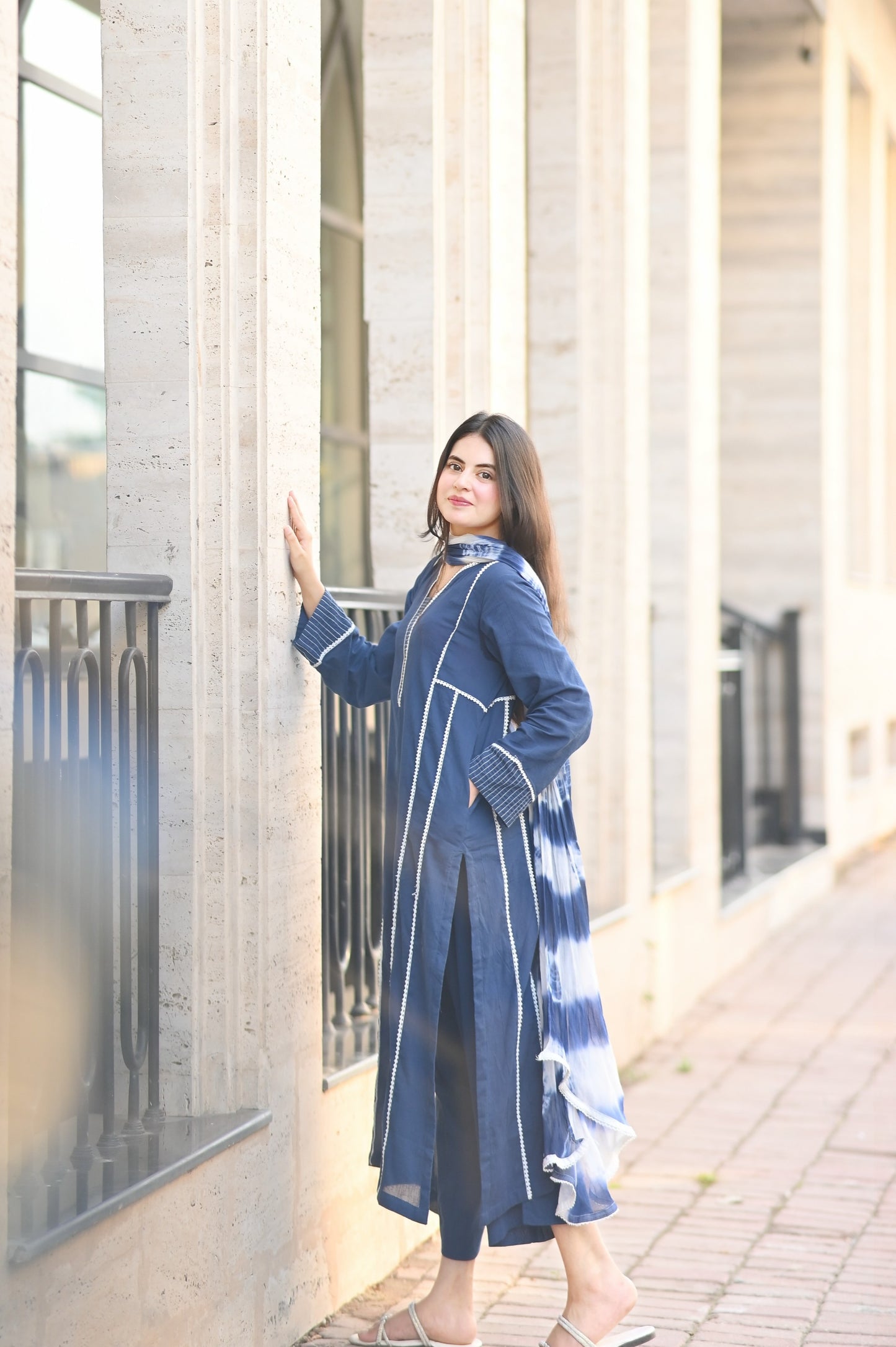 Navy Blue 3-Piece Lawn Suit | ZM-95