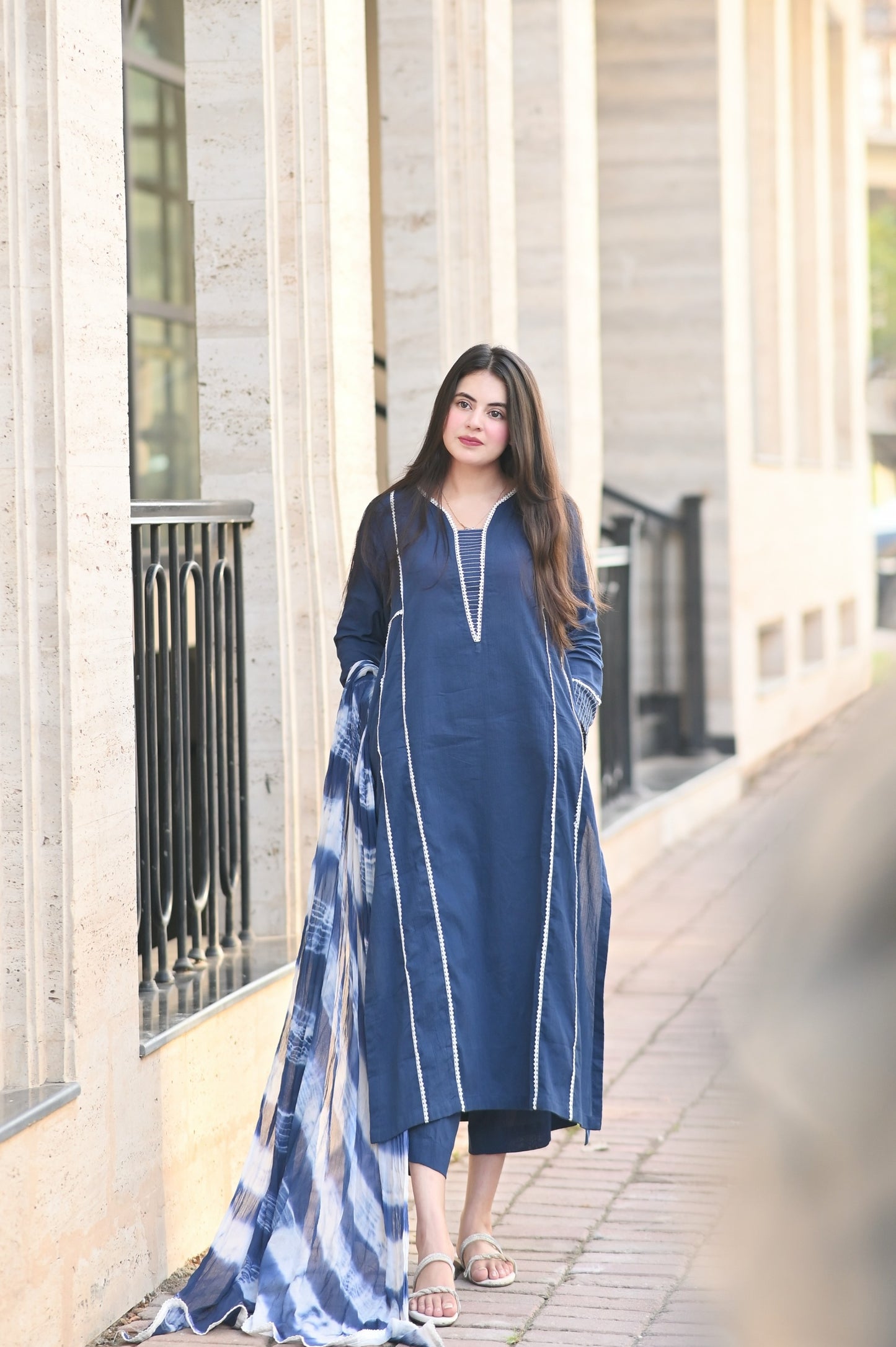 Navy Blue 3-Piece Lawn Suit | ZM-95