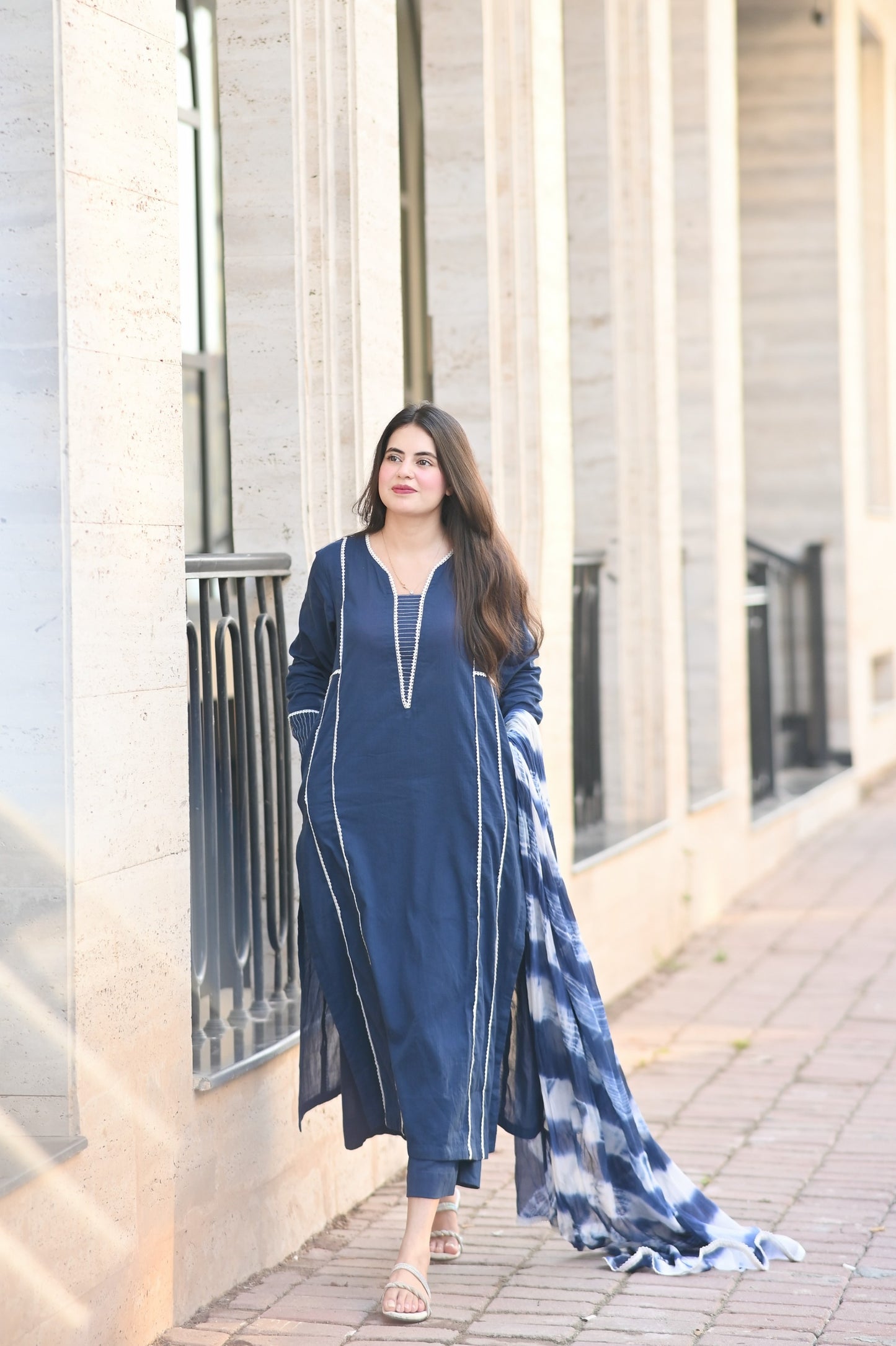 Navy Blue 3-Piece Lawn Suit | ZM-95