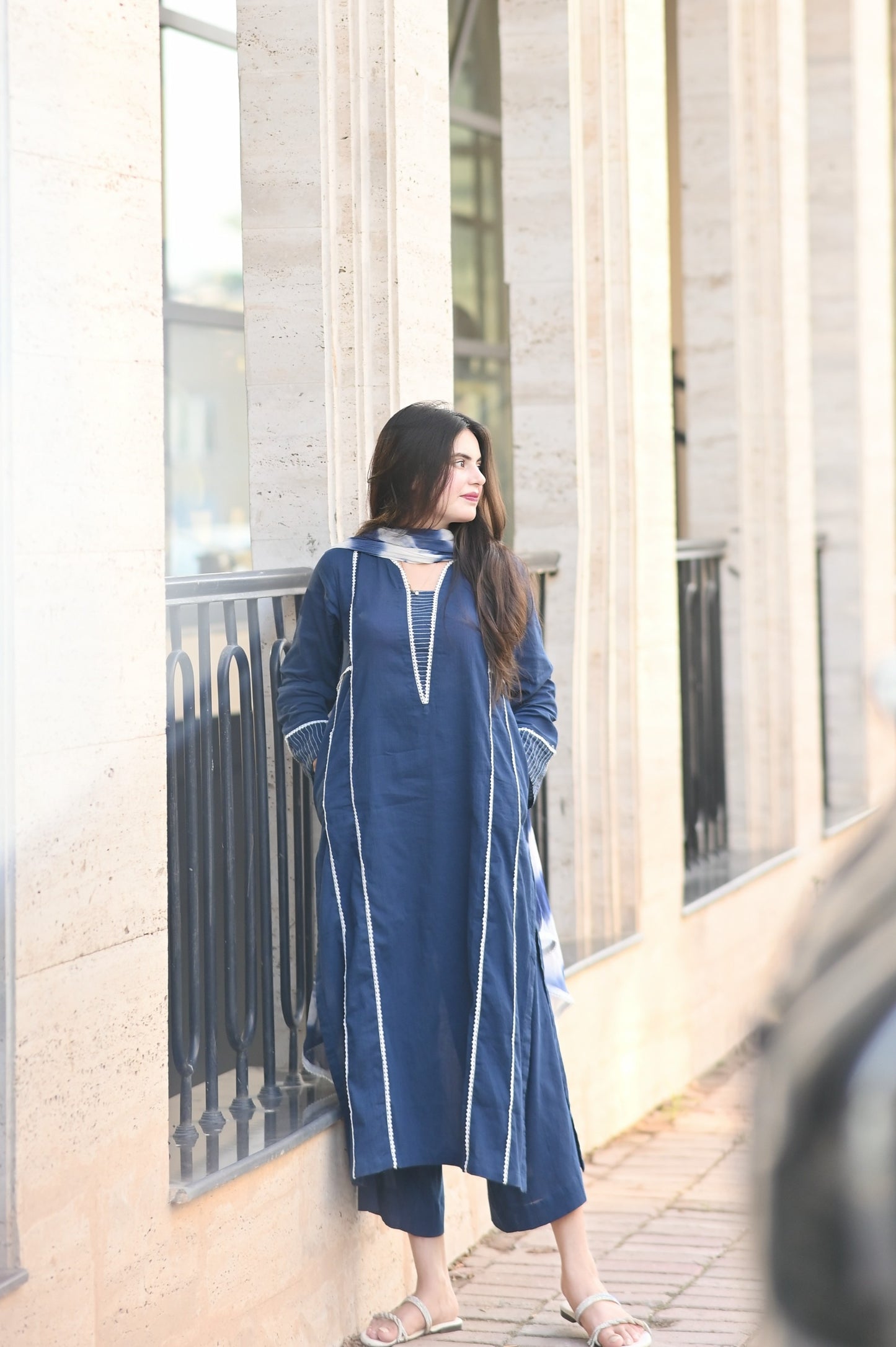 Navy Blue 3-Piece Lawn Suit | ZM-95
