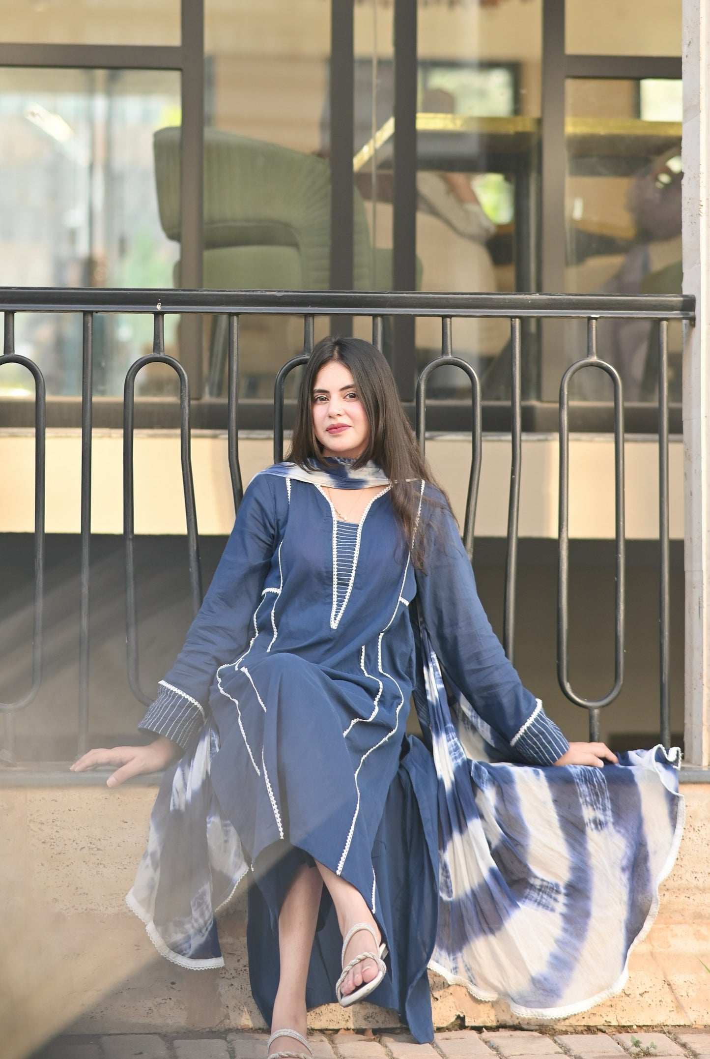 Navy Blue 3-Piece Lawn Suit | ZM-95
